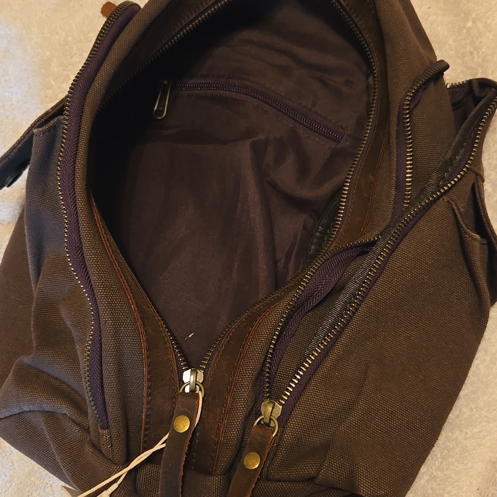 Brown Canvas Backpack - Picture 7 of 7